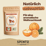 SPINTZ Bio-Nelken für weihnachtliche Duftorangen, neben einer mit Nelken gespickten Orange.