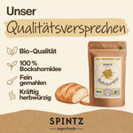 Qualitätsversprechen von SPINTZ: Bio-Bockshornkleesamen, fein gemahlen und kräftig-herbwürzig.