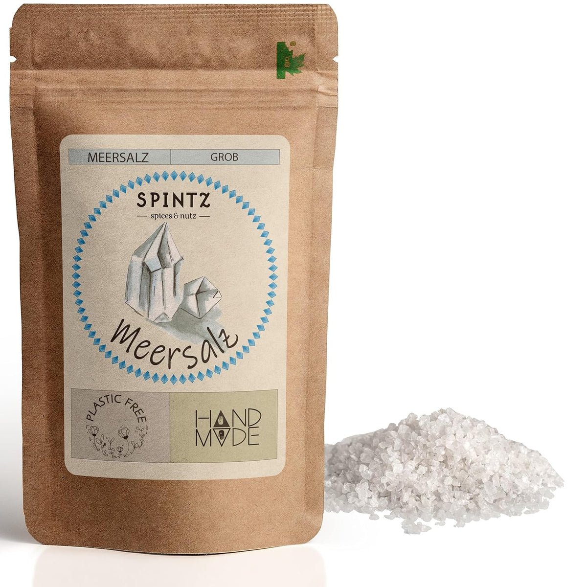 SPINTZ Meersalz im nachhaltigen Doypack – naturbelassenes, unraffiniertes Salz aus traditioneller Gewinnung