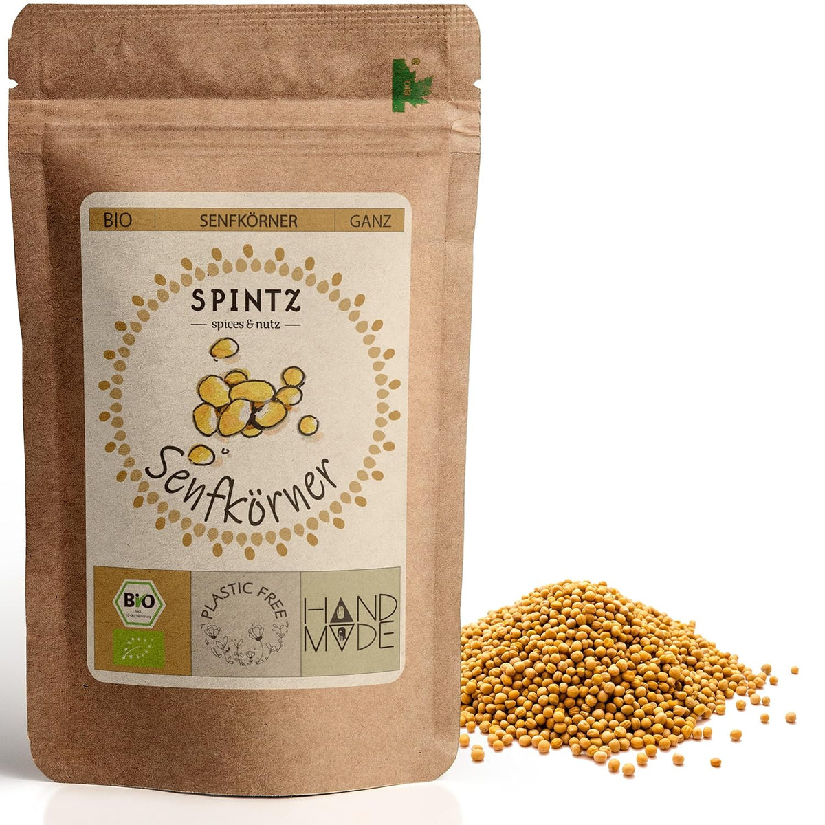 SPINTZ Bio Senfkörner im nachhaltigen Doypack – 100 % biologisch, naturbelassen und von Hand abgefüllt